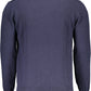 Elegant Blue Wool Sweater with Contrasting Details