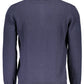 Elegant Blue Half-Zip Turtleneck Sweater