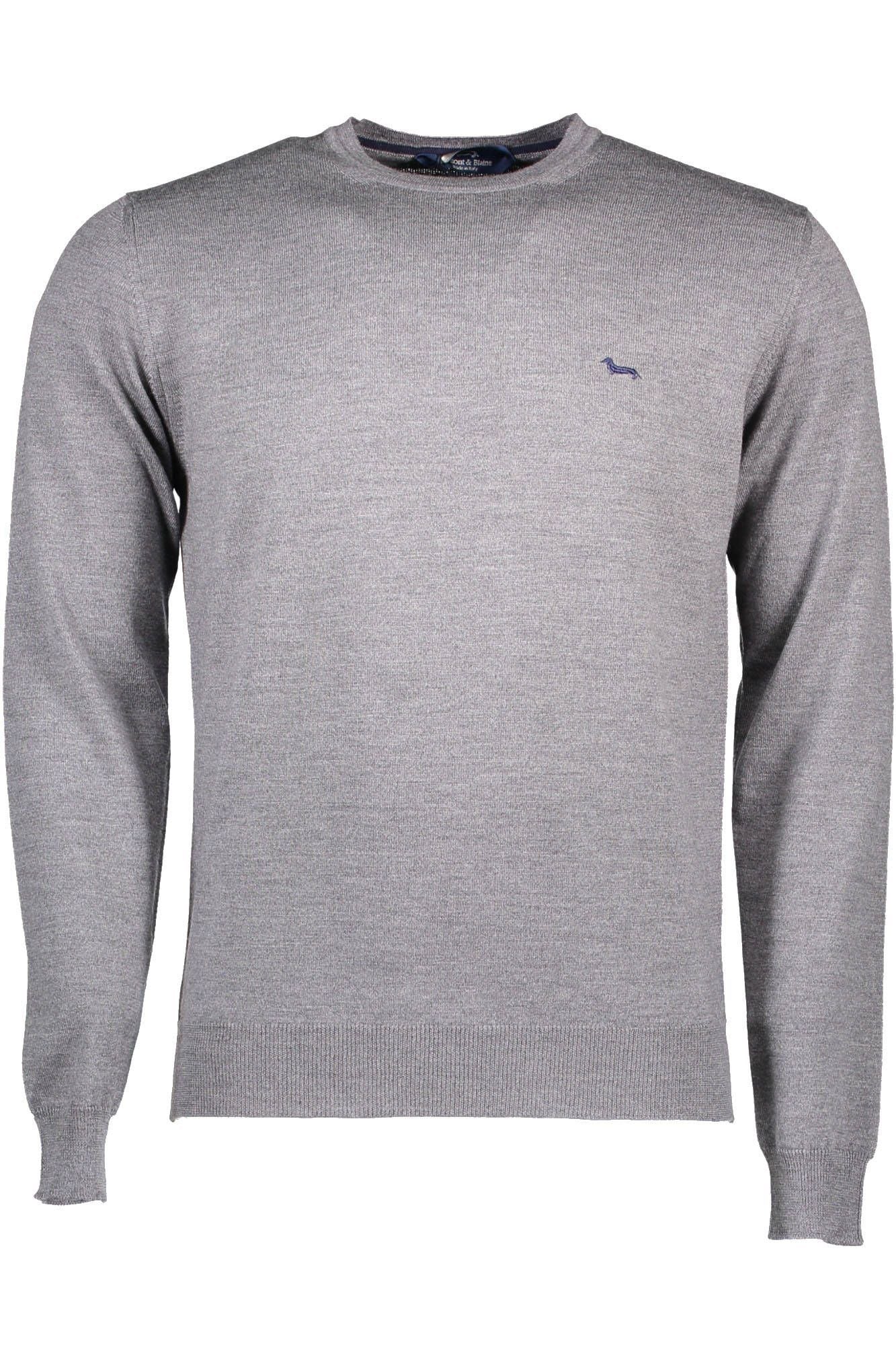 Elegant Grey Wool Sweater with Designer Logo