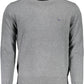 Elegant Grey Cotton Round Neck Sweater
