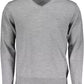 Elegant V-Neck Wool Sweater in Gray
