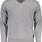 Elegant V-Neck Wool Sweater in Gray