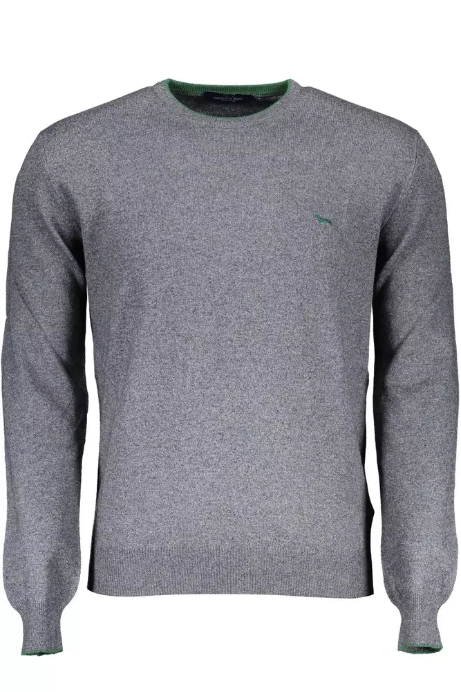 Elegant Gray Wool-Blend Round Neck Sweater