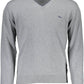 Chic V-Neck Woolen Sweater with Contrasting Details