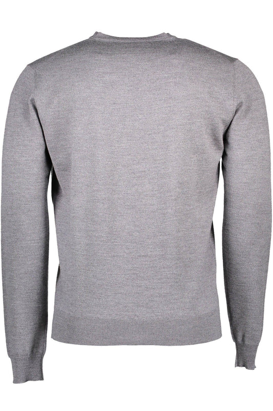 Elegant Grey Wool Sweater with Designer Logo