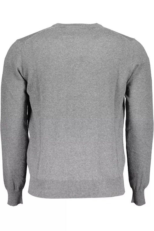 Elegant Gray Cotton Blend Sweater