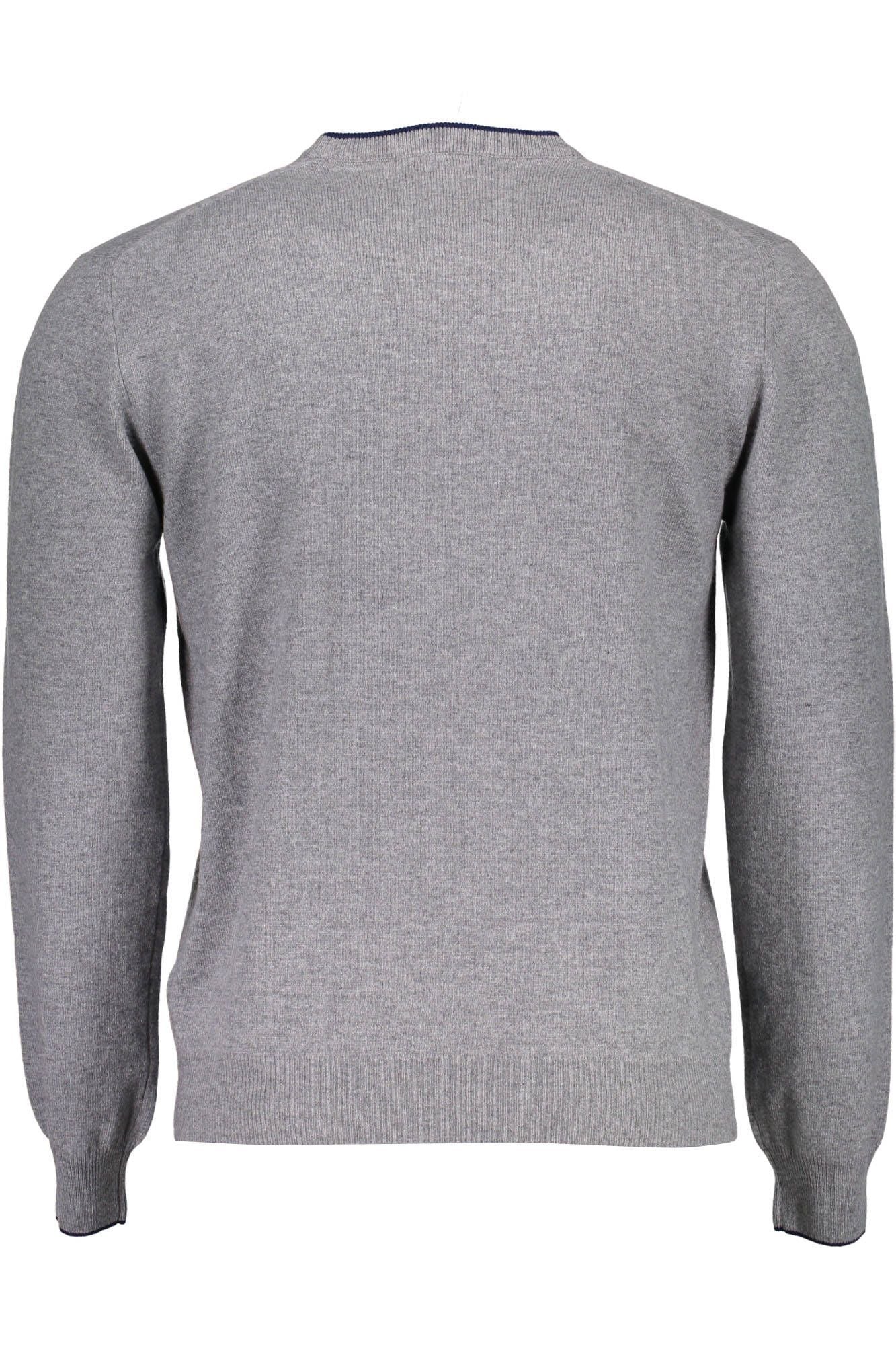 Elegant Gray Wool Sweater with Logo Detail