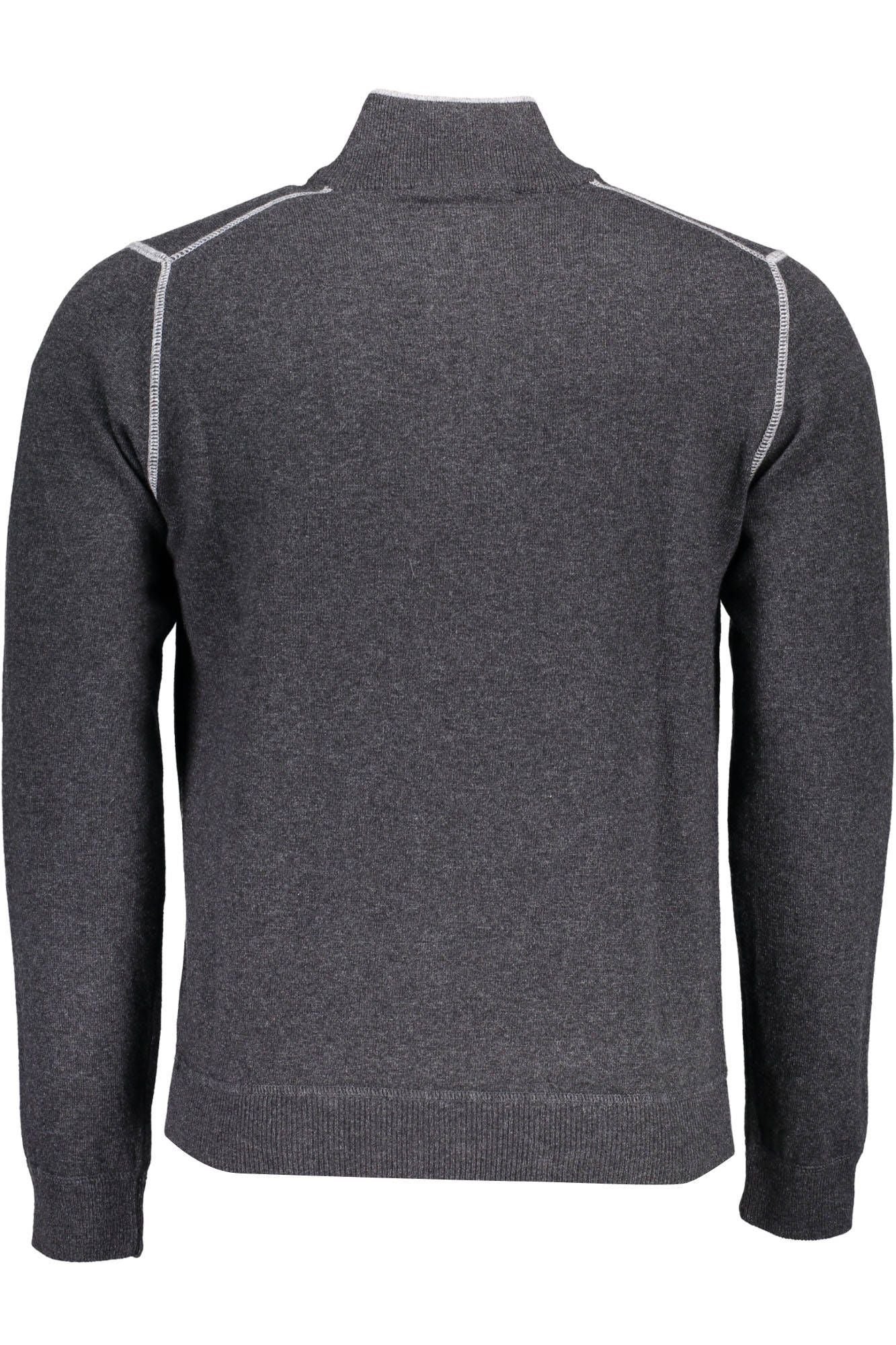 Elegant Gray Wool Sweater with High Neck & Zip