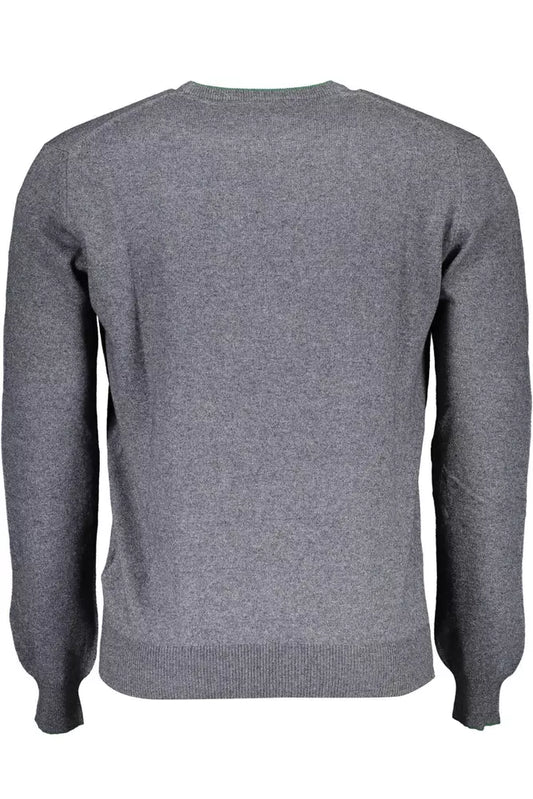 Elegant Gray Wool-Blend Round Neck Sweater