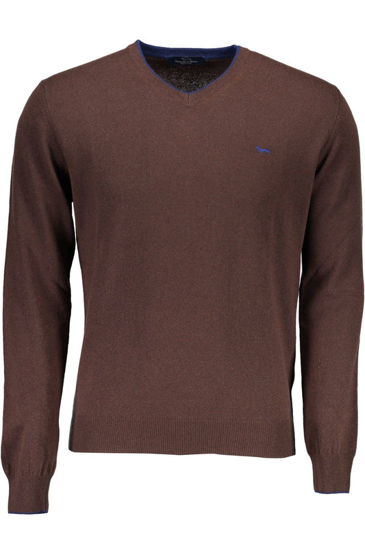 Elegant V-Neck Wool Sweater with Contrasting Trims