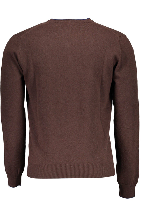 Elegant V-Neck Wool Sweater with Contrasting Trims