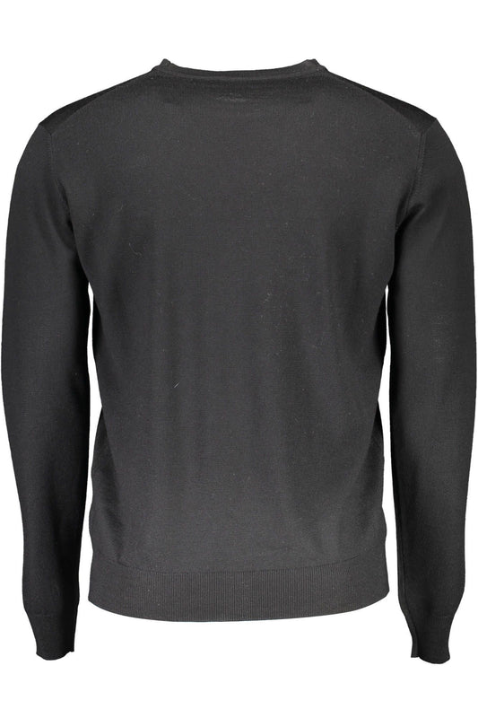 Elegant Crew Neck Wool Sweater in Black