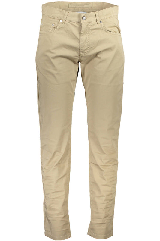 Beige Narrow Fit Embroidered Trousers