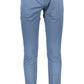 Chic Blue Cotton Trousers with Signature Logo