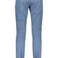 Chic Blue Cotton Trousers with Signature Logo