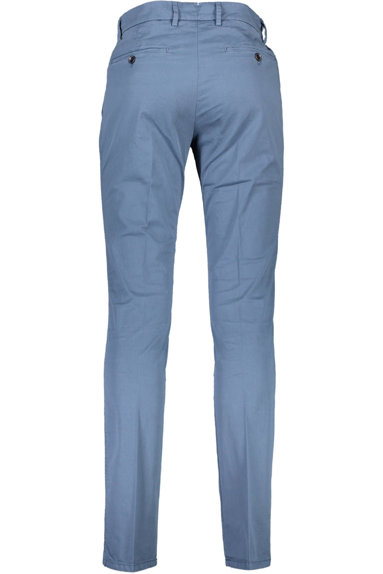 Chic Blue Cotton Trousers with Signature Logo