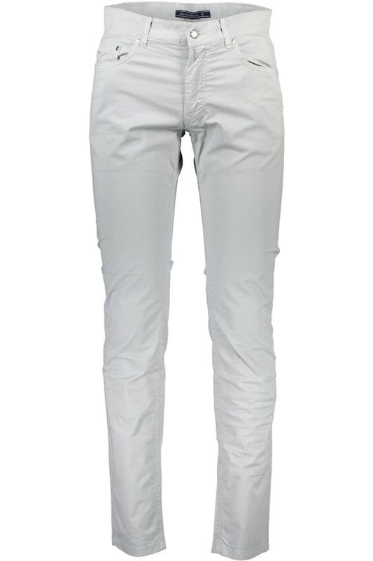 Elegant Gray Cotton Trousers with Signature Logo