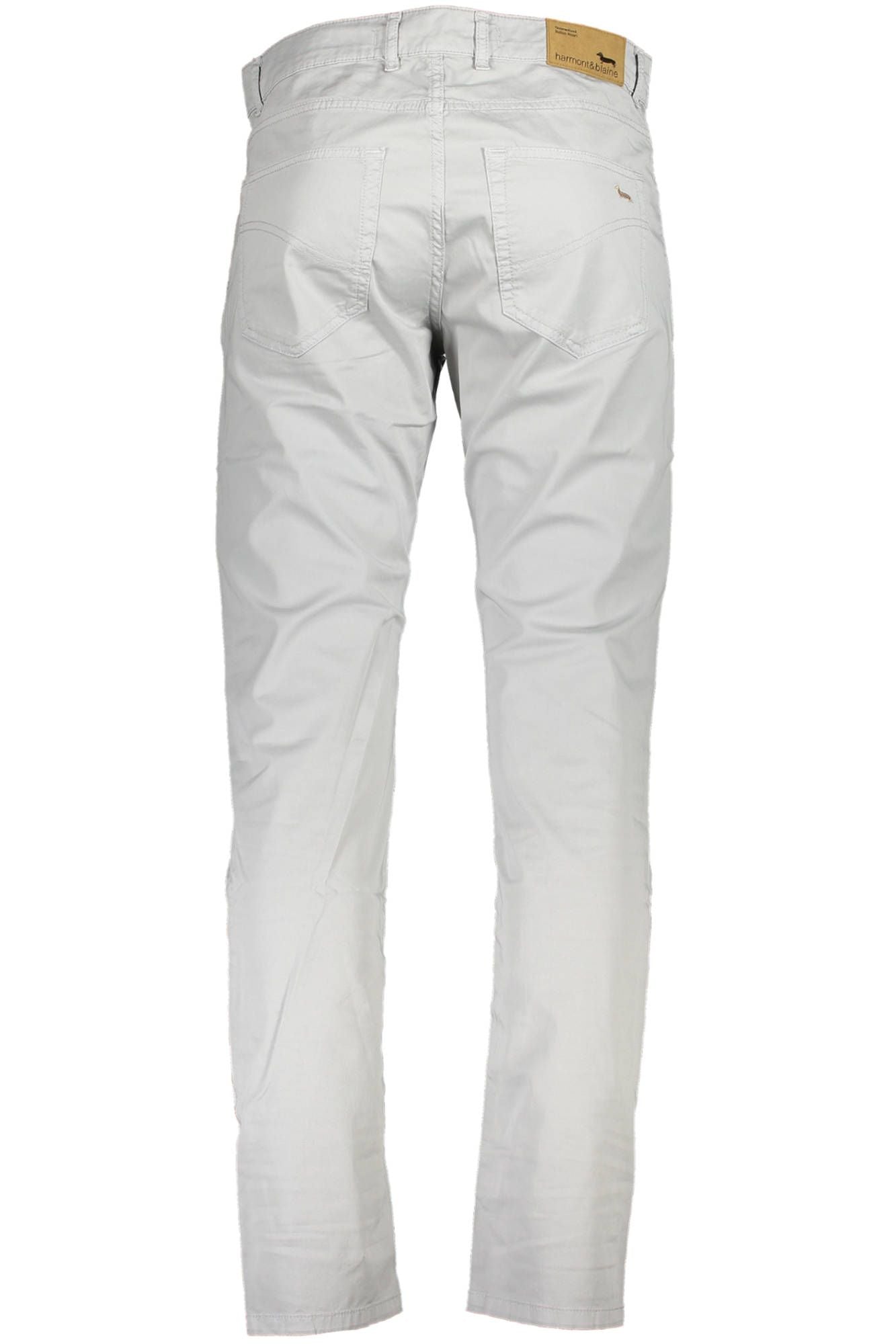 Sleek Gray Narrow Fit Cotton Trousers