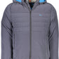 Blue Embroidered Down Jacket with Removable Hood