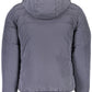Blue Embroidered Down Jacket with Removable Hood