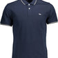 Chic Blue Cotton Polo with Contrast Details