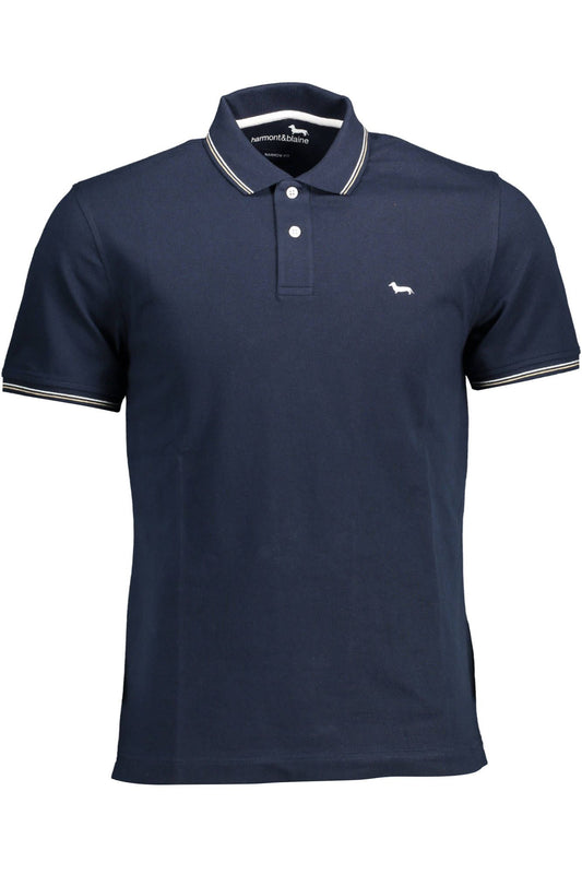 Chic Blue Cotton Polo with Contrast Details