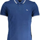 Elegant Blue Cotton Polo with Contrast Detail
