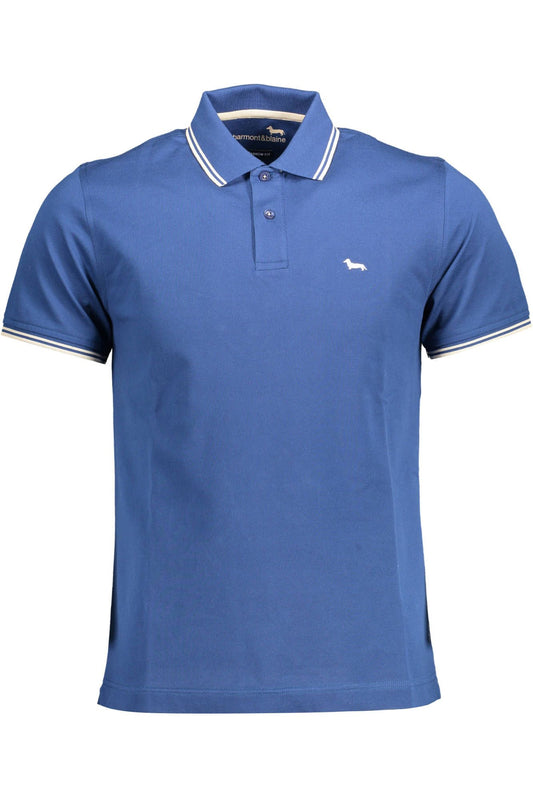 Sophisticated Slim Fit Blue Polo with Contrasting Accents