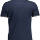 Chic Blue Cotton Polo with Contrast Details