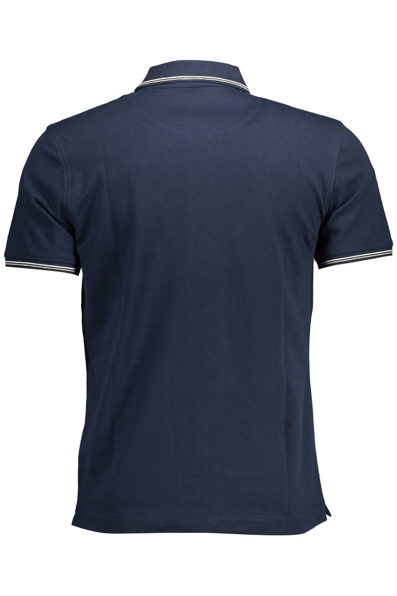 Chic Blue Cotton Polo with Contrast Details
