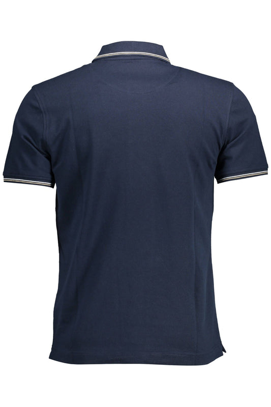 Chic Blue Cotton Polo with Contrast Details
