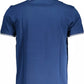 Elegant Blue Cotton Polo with Contrast Detail