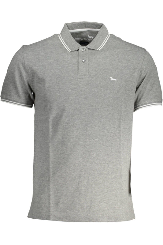 Slim-Fit Embroidered Grey Polo Shirt