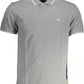 Sophisticated Gray Cotton Polo with Embroidery Detail