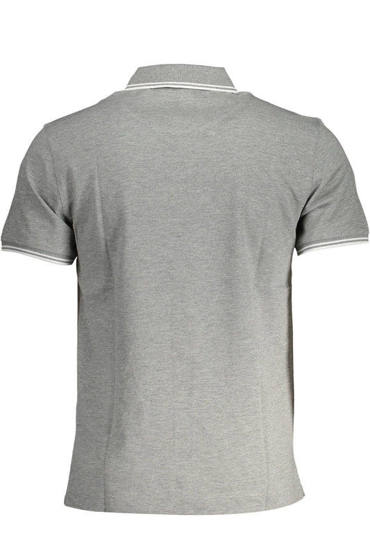 Slim-Fit Embroidered Grey Polo Shirt