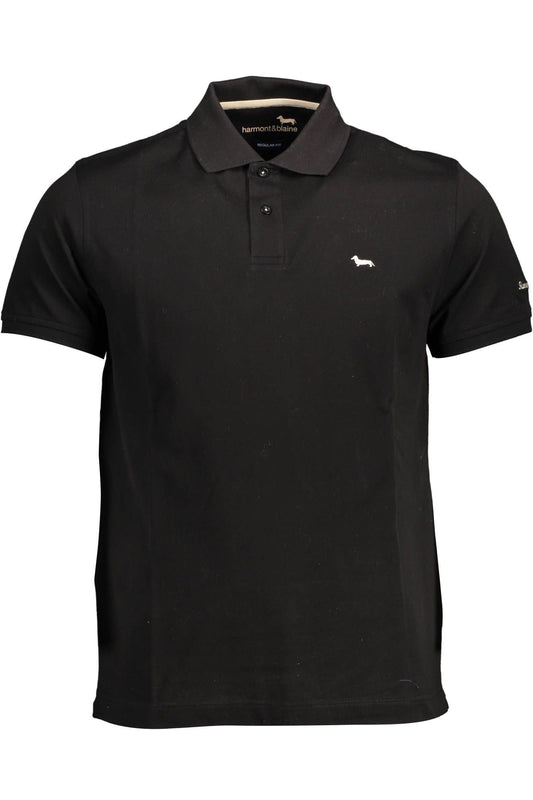 Elegant Black Embroidered Polo Shirt