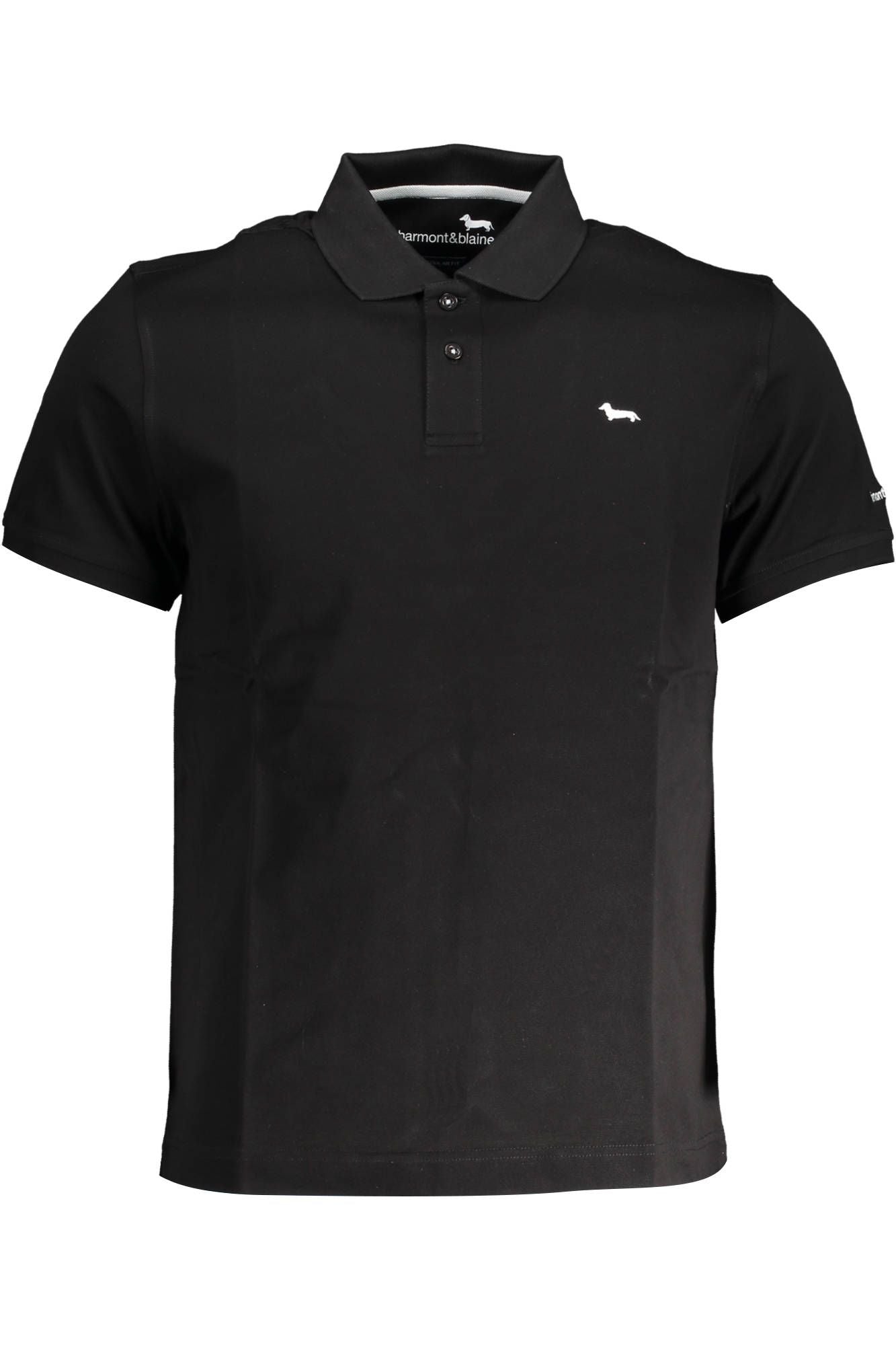 Chic Black Cotton Polo Shirt - Embroidered Detail