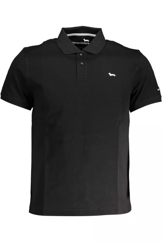 Sleek Black Embroidered Polo for Men