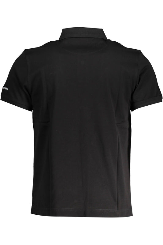 Chic Black Cotton Polo Shirt - Embroidered Detail