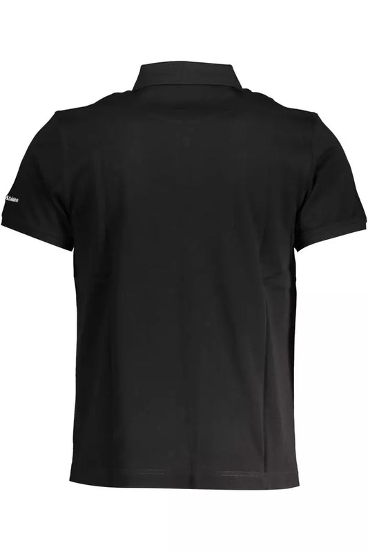Sleek Black Embroidered Polo for Men