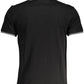 Sleek Black Cotton Polo with Contrast Details