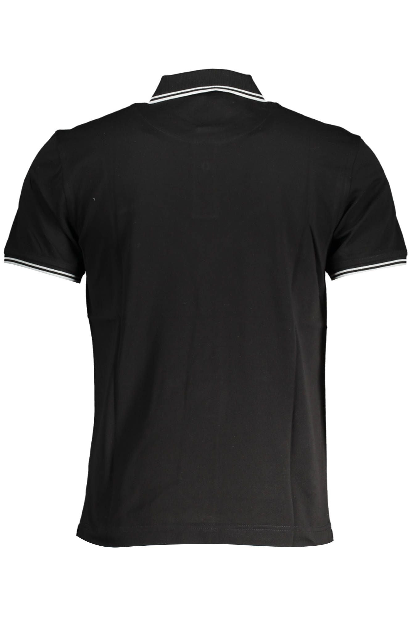 Sleek Black Cotton Polo with Contrast Details