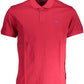 Crisp Red Cotton Polo Shirt with Embroidery Detail