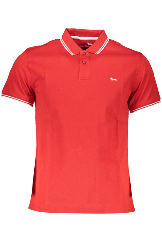 Elegant Slim Red Polo with Contrasting Details