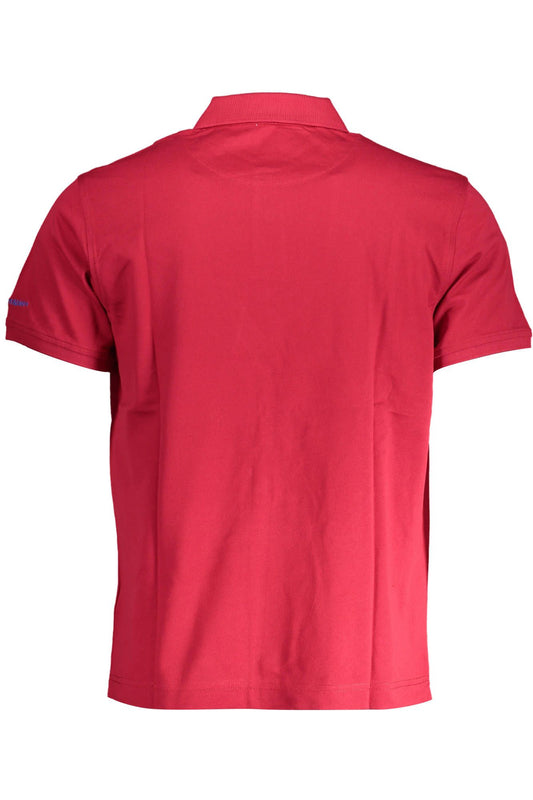 Crisp Red Cotton Polo Shirt with Embroidery Detail