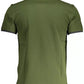 Elegant Green Cotton Polo with Contrasting Embroidery