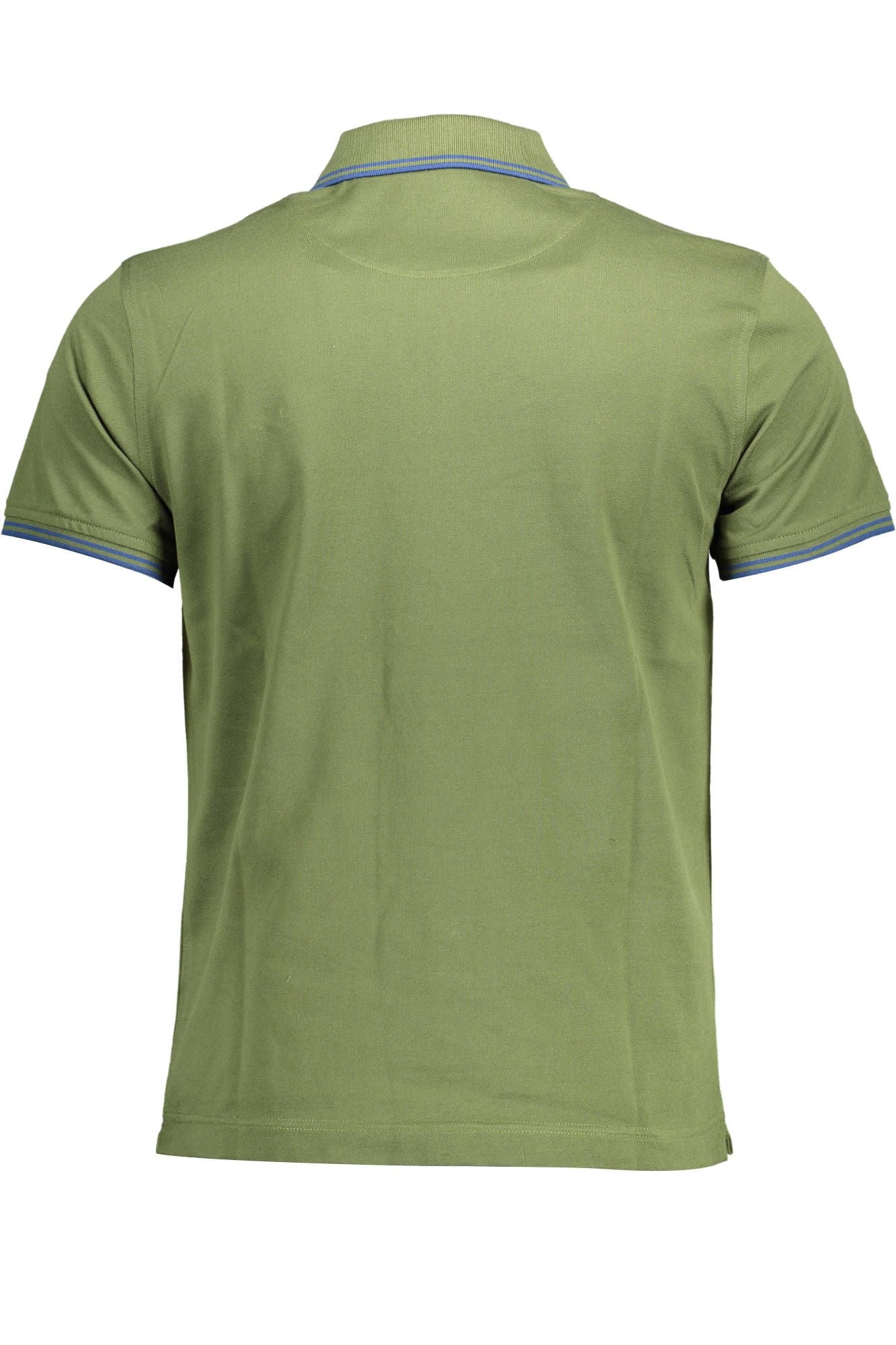 Chic Green Cotton Polo with Contrast Details