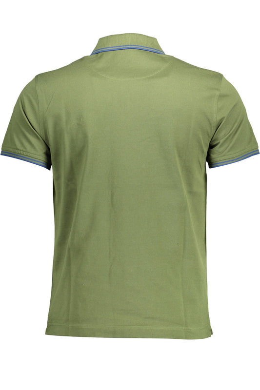 Chic Green Cotton Polo with Contrast Details