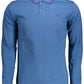 Elegant Long-Sleeved Blue Polo with Contrasting Details
