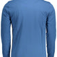 Elegant Long-Sleeved Blue Polo with Contrasting Details